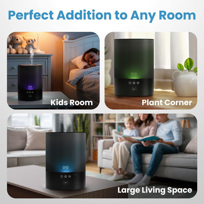 Everlasting Comfort 2.5L Top Fill Humidifier for Bedroom – 28dB Ultra-Quiet, Easy to Fill & Clean, 24HR Runtime, Night Light, Timer, Ultrasonic Cool Mist, Auto Shut-Off for Indoor Use