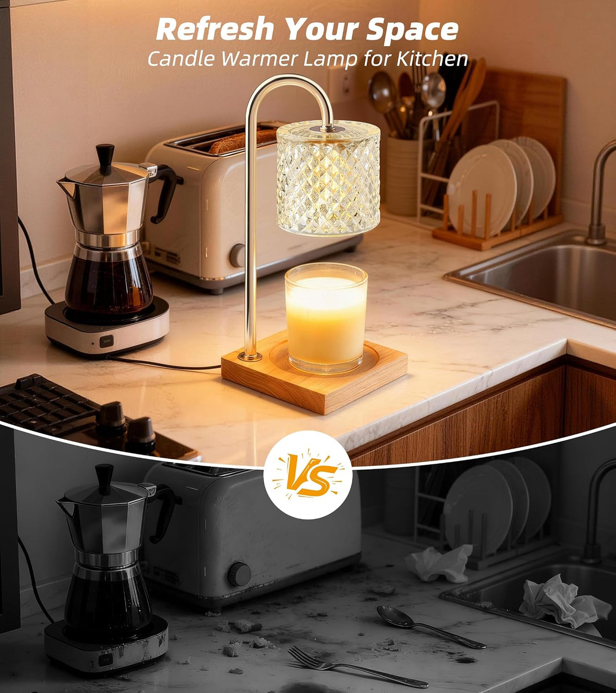TigQiang Candle Warmer Lamp with Timer, Birthday Gifts for Women, Amber