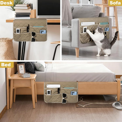 Remote Control Holder for Recliner, Armchair Caddy, Non Slip Sofa Armrest Organizer for Recliner Couch With 6 Pockets for TV Remote,Cell Phone,Magazine (Off-White)