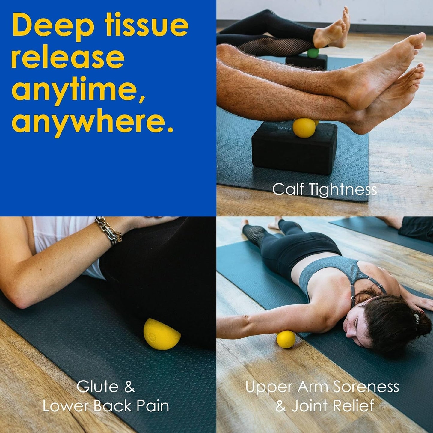 2-in-1 Medium Peanut & Lacrosse Ball Roller | Deep Tissue Massage Tool for Fascia, Plantar Fasciitis, Hips & Back | Mobility & Recovery Roller | Compact, Travel-Friendly, Pilates & Therapy Ready