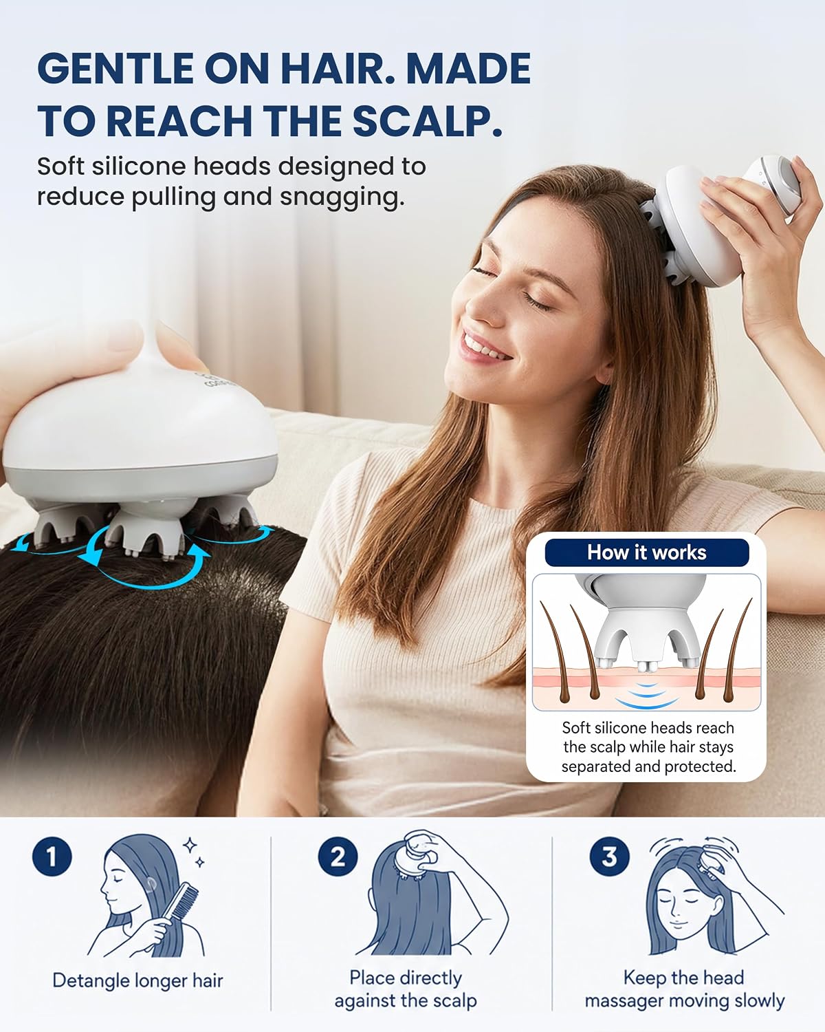 COMFIER Scalp Massager for Hair Growth, Electric Head Massager, Tangle-Free