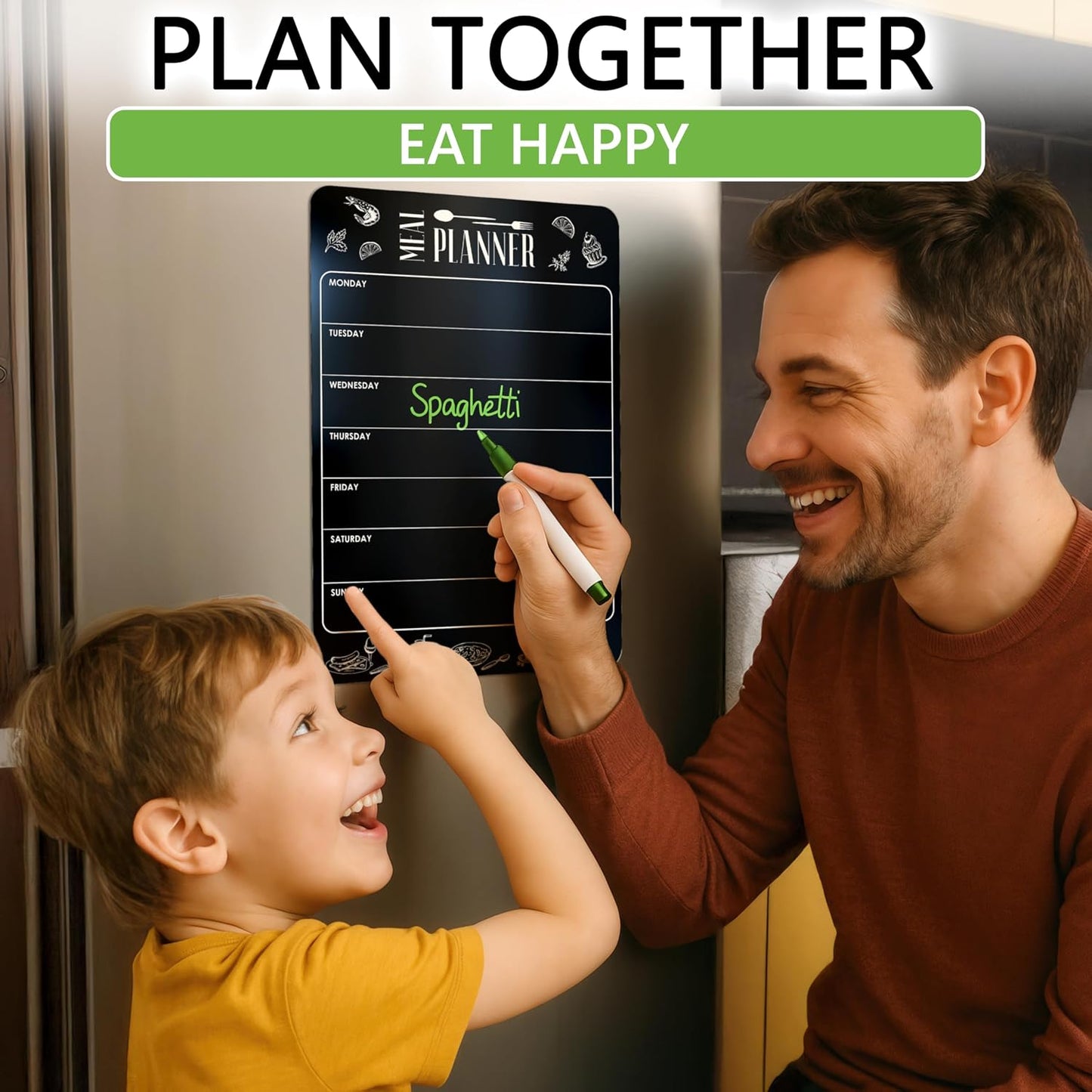 Dry Erase Magnetic Meal Planner for Refrigerator A4 (8.5x12 inch) - Magnet Weekly Menu Board for Fridge - Magnetic Menu White Board - Fridge Meal Planner Magnet - Dinner Meal Planner Dry Erase Board