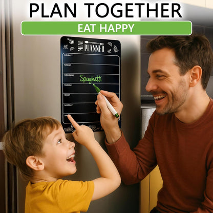 Dry Erase Magnetic Meal Planner for Refrigerator A4 (8.5x12 inch) - Magnet Weekly Menu Board for Fridge - Magnetic Menu White Board - Fridge Meal Planner Magnet - Dinner Meal Planner Dry Erase Board