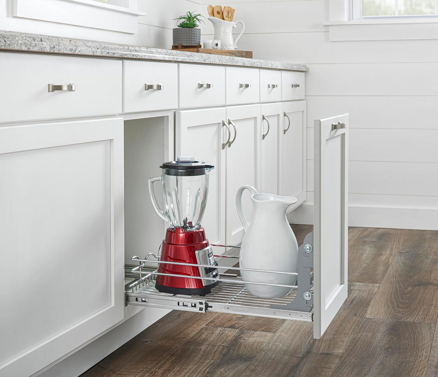Rev-A-Shelf Pullout Organizer for Cabinets, Min Opening Width of 18" | STwo-Tier Steel Shelf for Kitchen or Vanity Cabinet Organization, Heavy Gauge Wire Slide Out Storage Basket, 5WB2-1822CR-1