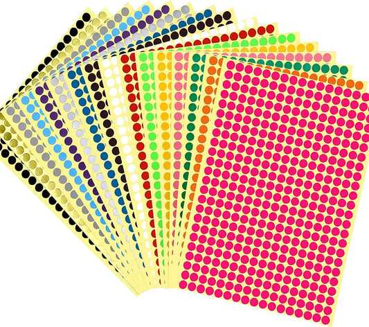 JANYUN 6528 Pcs Colored Dot Stickers, 1/4 Inches Small Labels Coding