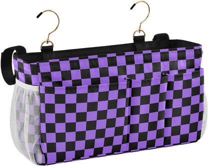 Black Bedside Caddy Storage Bag Bedside Organizer for Bed Rails College Dorm Room Organizer Caddy Hanging Shelf 6 Pockets with Hooks for Drinks Magazine Phone Holder