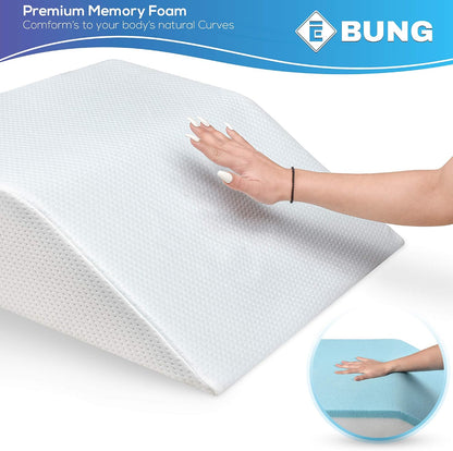 Ebung Memory Foam Leg Elevation Pillow - Support Pillow to Raise Feet for Better Elevation, Circulation, Leg Swelling Wedge Design for Comfort and Recovery