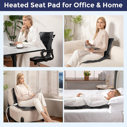 Heated Seat Cushion for Office Chair, Heated Seat Pad for Pain Relief Promote Blood Circulation with 3 Heat Levels & 90mins Auto-off, Chair Warmer for Back, Waist, Hips, Thighs Home Office Use, Grey