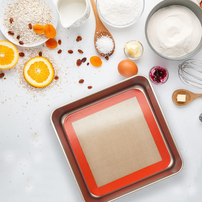 AMYONE 11x11 Silicone Baking Mat, Square Air Fryer Liner, Platinum, 2 Pack | For 11x11 Square Cake Pan/Cheesecake Pan/Toaster Oven/XL Air Fryer, Food Grade Silicone Baking Sheet Liner for Cake/Cookie