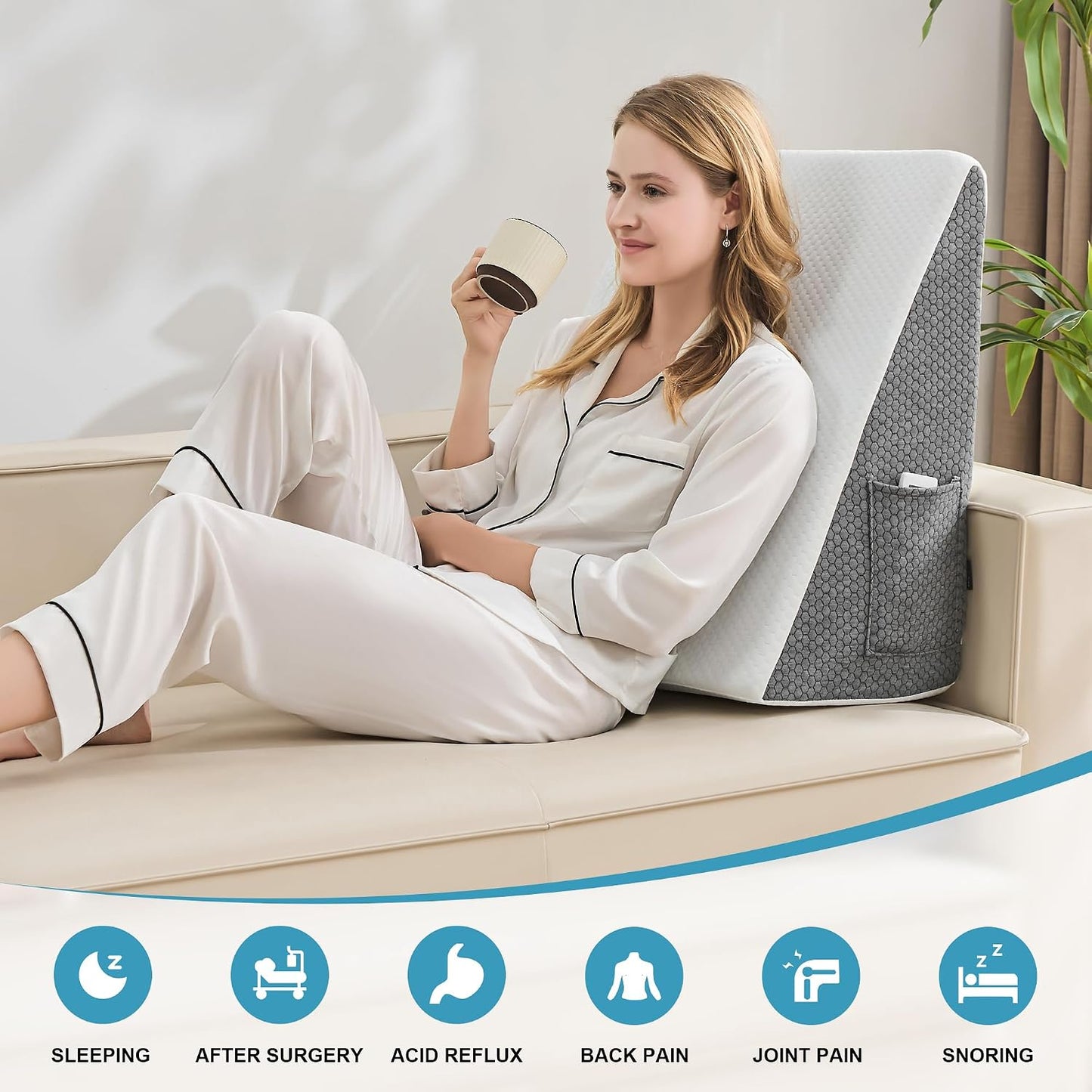 Yojoker Leg Elevation Pillows for Swelling, Memory Foam Wedge Pillow for Legs Blood Circulation, Leg Elevation Pillows for After Surgery, Knee Wedge Pillow for Sleeping Back Hip Ankles Relief