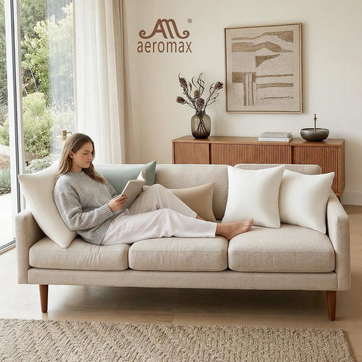 AM AEROMAX 12x20 Memory Foam Throw Pillow Insert, Rectangular Lumbar, White