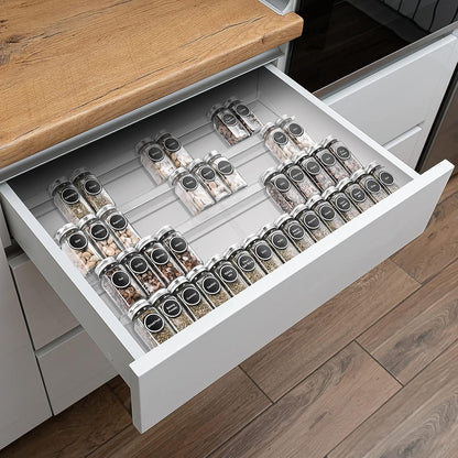 Bamboo Spice Rack Tray - Spice Drawer Organizer for Kitchen Cabinets Storage and Organization (Jars Not Included, 8 Individual Pieces, Not Adjustable)