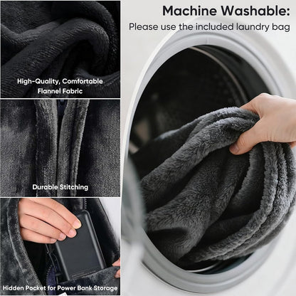 Large Cordless Heated Blanket Shawl, 71"×43" with Power Bank