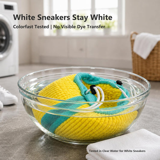 2 Pack Shoe Washing Machine Bags for Sneakers | Dual Drawstrings, Washer & Dryer Safe, Side Mesh Vents, Longer & Denser Plush Fibers for Gentle Cleaning