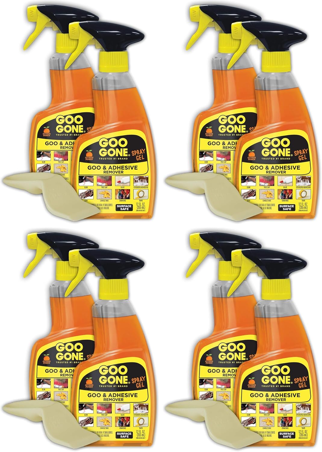 Goo Gone Adhesive Remover Spray Gel 12 Oz with Scraper, Surface Safe | Citrus Cleaning Power for Hard Surfaces, Carpet & Fabric, Removes Glue, Stickers, Tape Residue, Grease, Gum & Wax, Drip Free