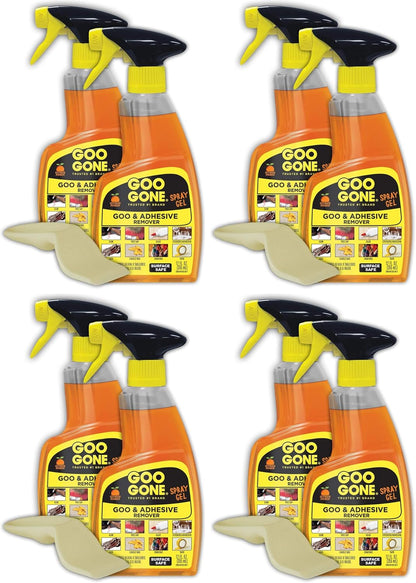Goo Gone Adhesive Remover Spray Gel 12 Oz with Scraper, Surface Safe | Citrus Cleaning Power for Hard Surfaces, Carpet & Fabric, Removes Glue, Stickers, Tape Residue, Grease, Gum & Wax, Drip Free