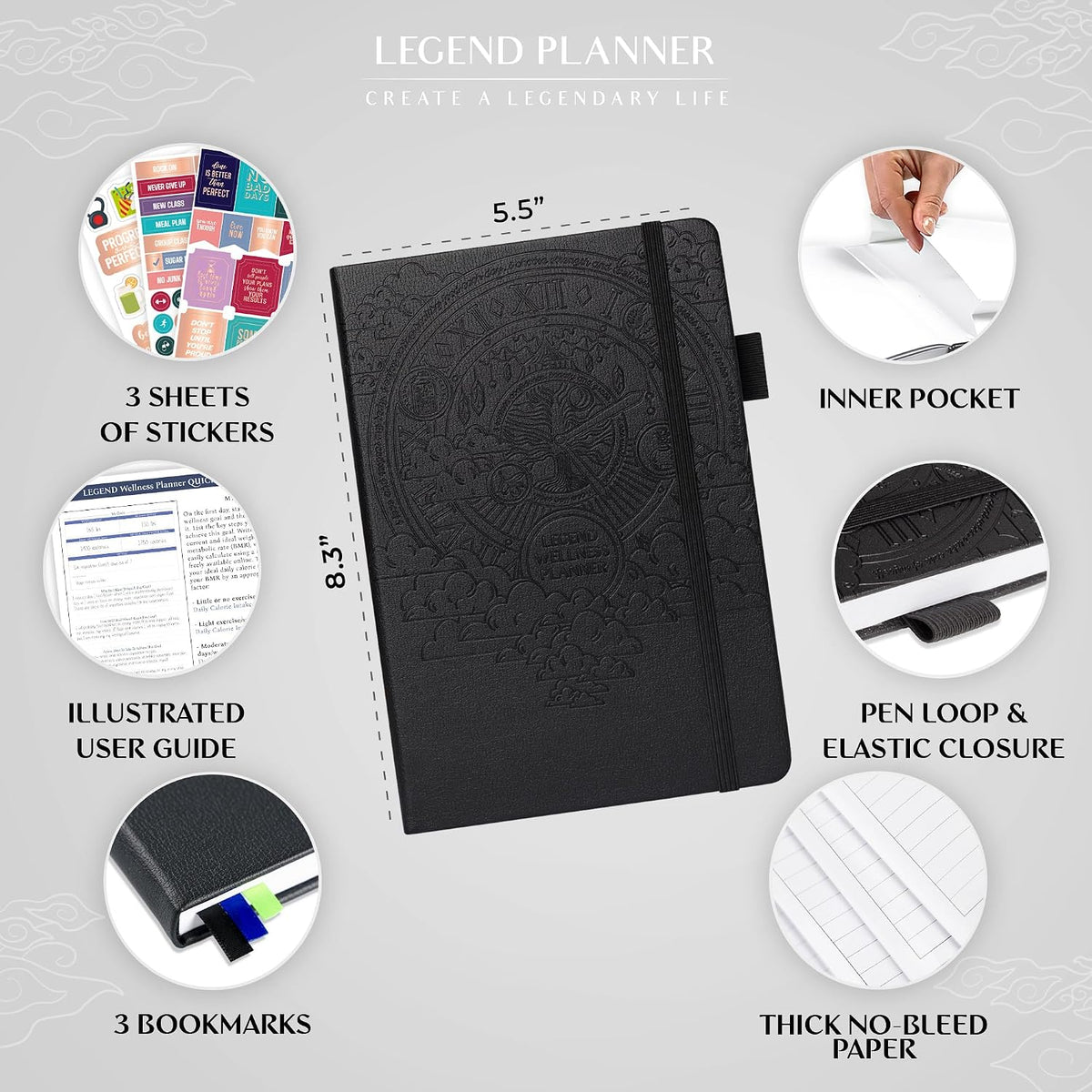Legend Food Journal, Weight Loss & Meal Tracking Diary 5.8x8.3 Hot Pink