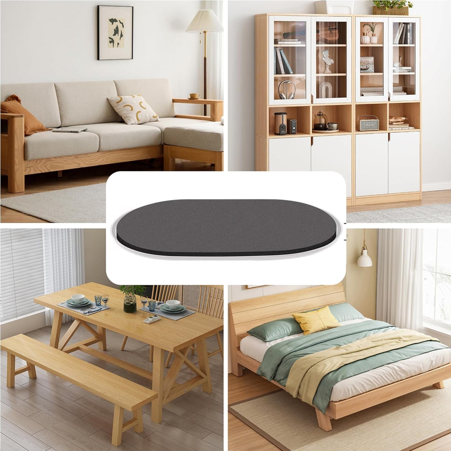 Reusable Large Furniture Movers Sliders for Carpet and Hardwood Floors-8 Pack 9-1/2" Oval Moving Pads Protector for Heavy Duty Sofa Bed Table Desk,Quickly and Easily Move Any Item, Beige