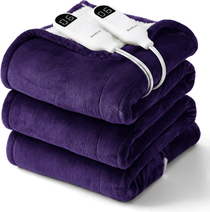 Bedsure Heated Blanket Throw Blanket with Preheat Function - Fast Heating Electric Blanket, Soft Flannel Throw with 6 Time Settings(Up to 10H), 6 Heating Settings, Gifts for Grandma (50"x60", Grey)