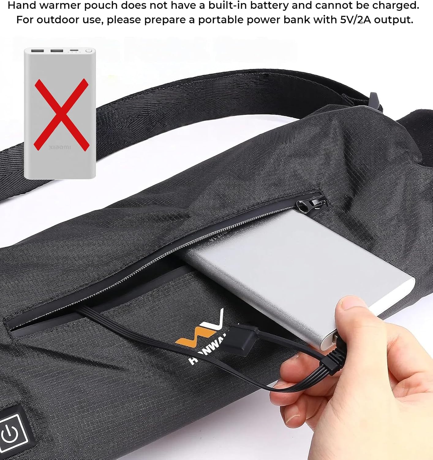 Electric Heated Hand Warmer Pouch,(No Build in Battery) Gloves with Double Sided Heating Areas- Portable USB Heated Hand Muff for Men & Women - Ideal for Football, Hunting,Fishing,Camping, Golf