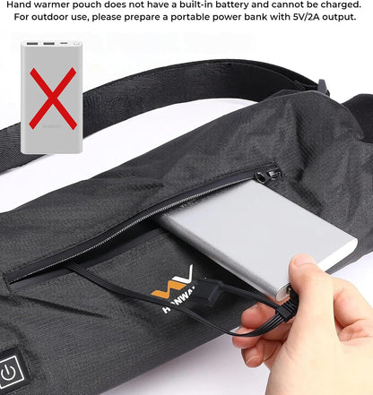 Electric Heated Hand Warmer Pouch,(No Build in Battery) Gloves with Double Sided Heating Areas- Portable USB Heated Hand Muff for Men & Women - Ideal for Football, Hunting,Fishing,Camping, Golf