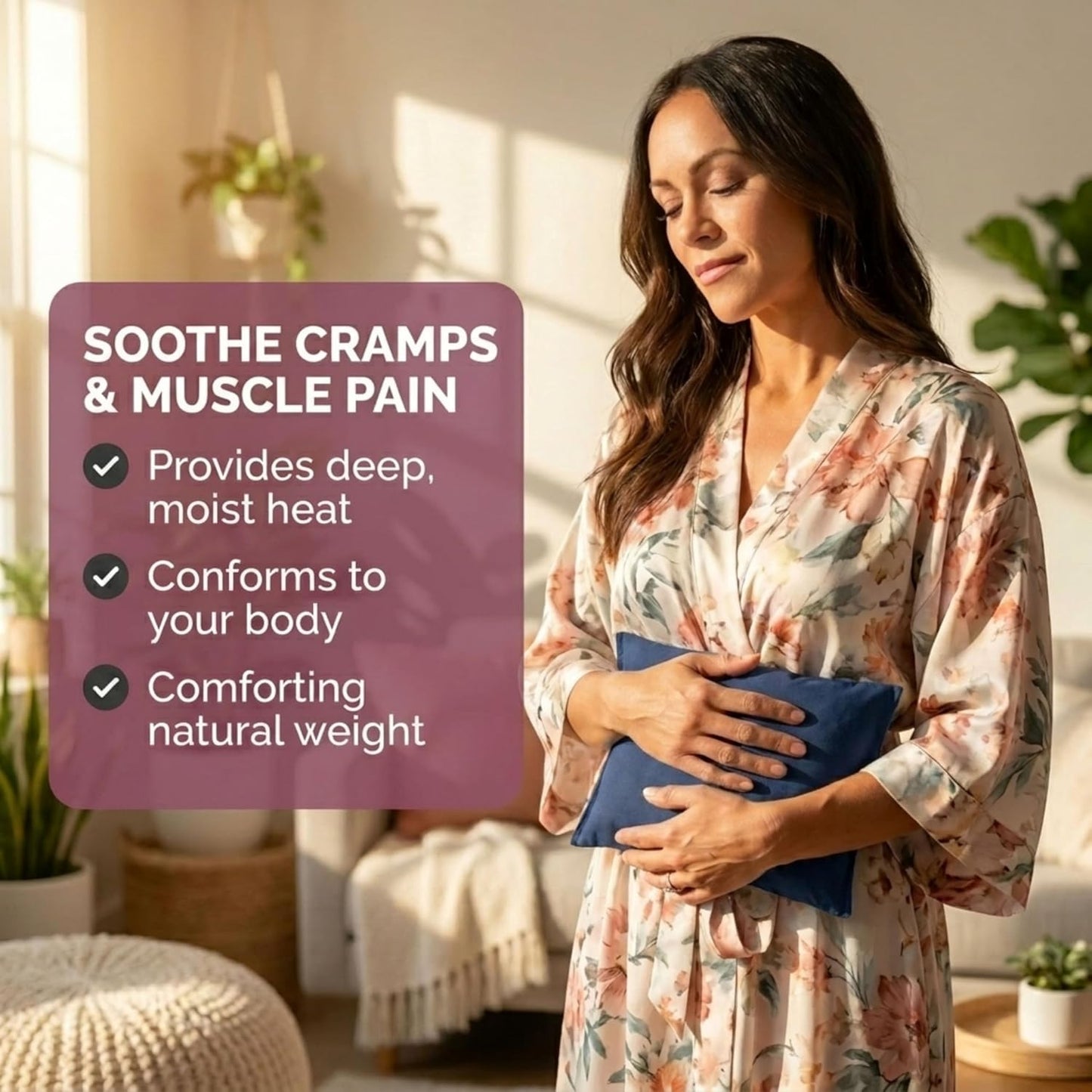 Nature's Approach Basic Herb Pack Heating Pad, Indigo | 12-herb aromatherapy rice & flaxseed fill for hot or cold therapy on neck, back, shoulders & more