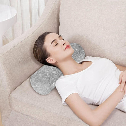 Gredecor Cervical Neck Roll Pillow Magnolia White Flowers on Navy Blue Round Memory Foam Pillows Cylinder Bolster Pillow with Washable Cover, Pain Relief Neck Pillows for Sleeping Support, 5.5x17IN