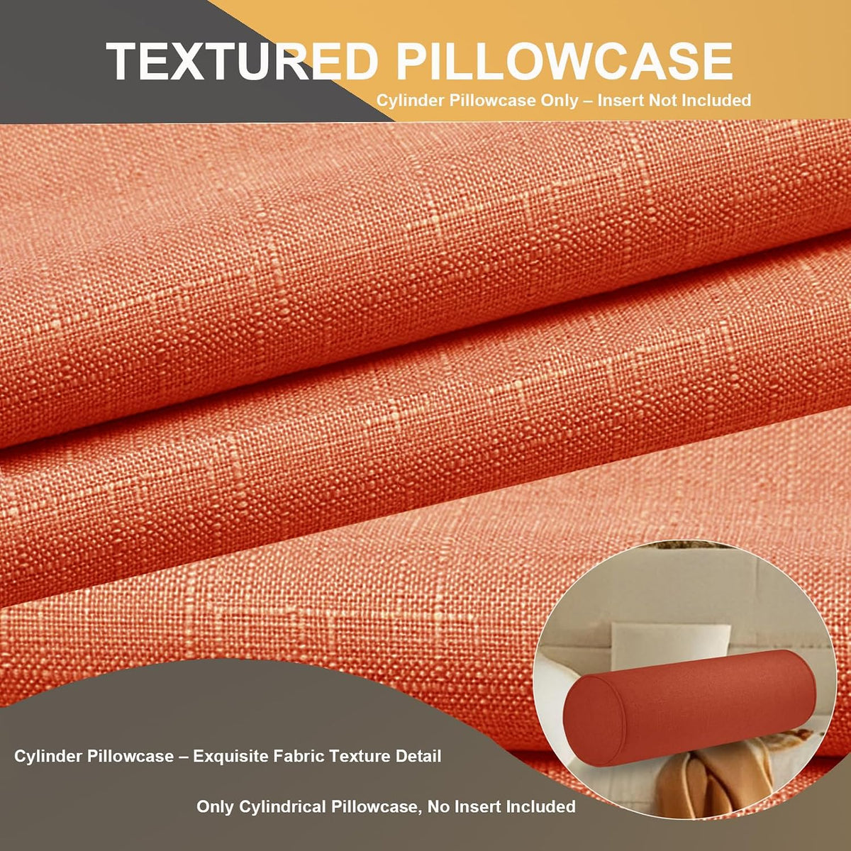 Tinbolunce Neck Roll Pillowcases with Zipper - Full Moon Bolster/Round Cylinder Pillow Case Cover for Bedroom, Living Room, Sofa - Solid Color Cervical Throw Pillow Covers