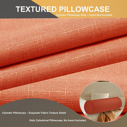 Tinbolunce Neck Roll Pillowcases with Zipper - Full Moon Bolster/Round Cylinder Pillow Case Cover for Bedroom, Living Room, Sofa - Solid Color Cervical Throw Pillow Covers