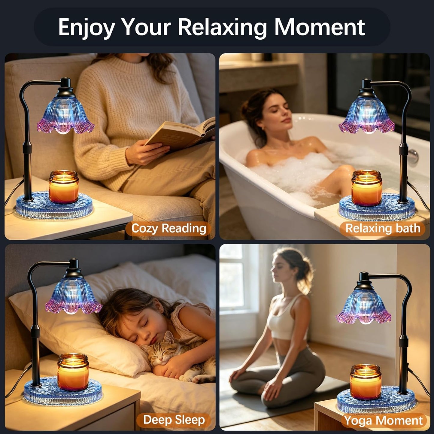 Candle Warmer Lamp with Timer Dimmable, Adjustable Candle Warmer Lamp for Jar Candles 3-Wick, Flameless Smokeless Candle Heater with 2 Bulbs, Home Decor Birthday Mothers Day for Women Mom