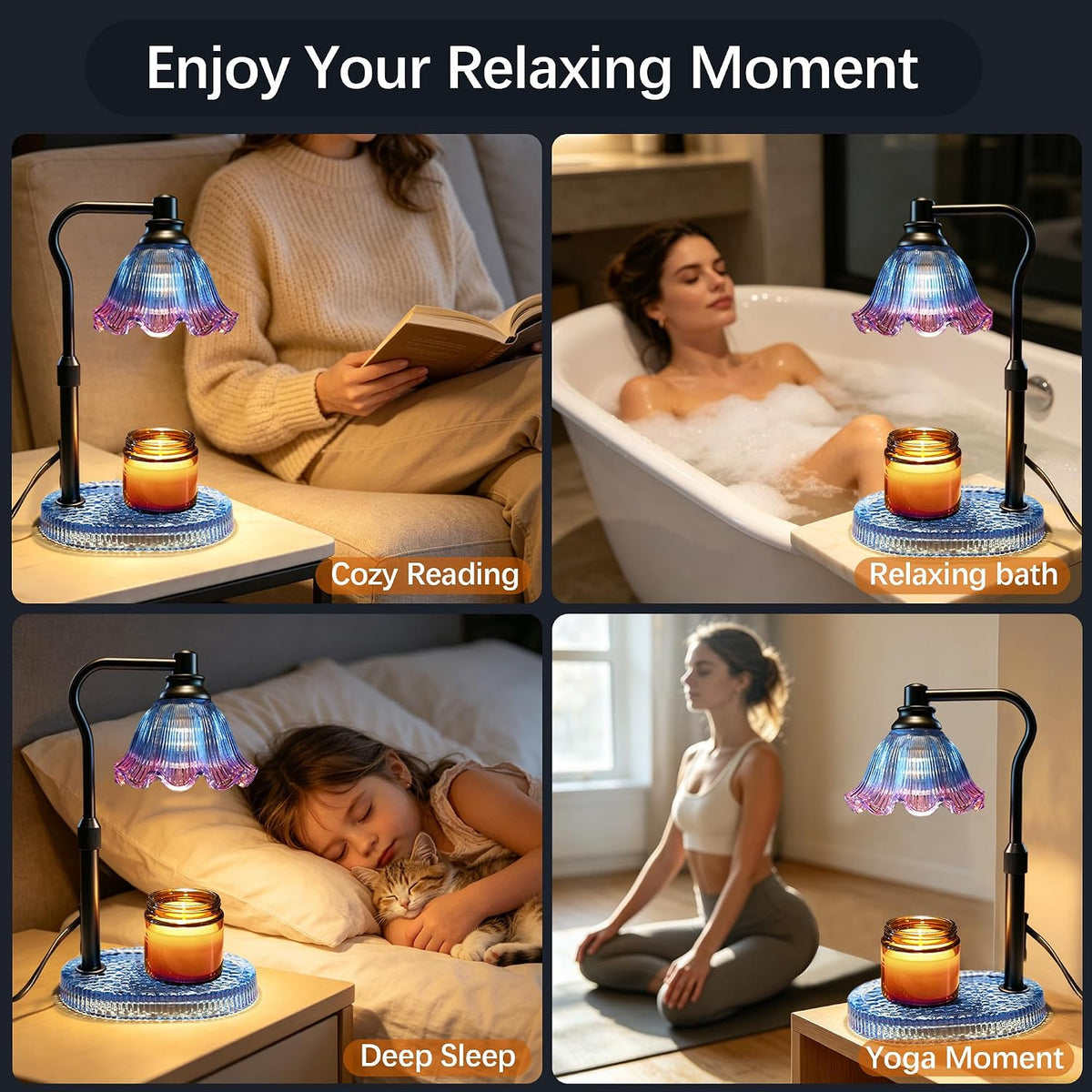 Candle Warmer Lamp with Timer and Dimmer, Adjustable Height Design