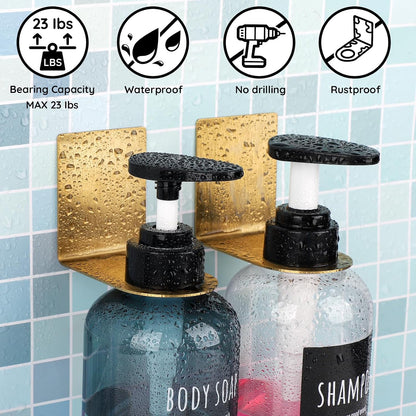 Segbeauty Stainless Adhesive Shampoo Bottle Holder, Dia 1.3inch 3.3cm Non-Drill Soap Dispenser Holder Set Silver, 3pcs Rustproof Shampoo Holder for Shower, Bottle Wall Mounted Rack for Toilet Kitchen