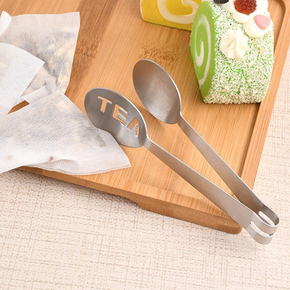 Tea Bag Squeezer, 2Pcs Gold & 2Pcs Silver, Stainless Steel | Clip On Strainer, Tea Spoon Tongs, For Loose Tea Ice Sugar Cubes, Tea Bag Holder, Tea Accessories For Tea Drinkers