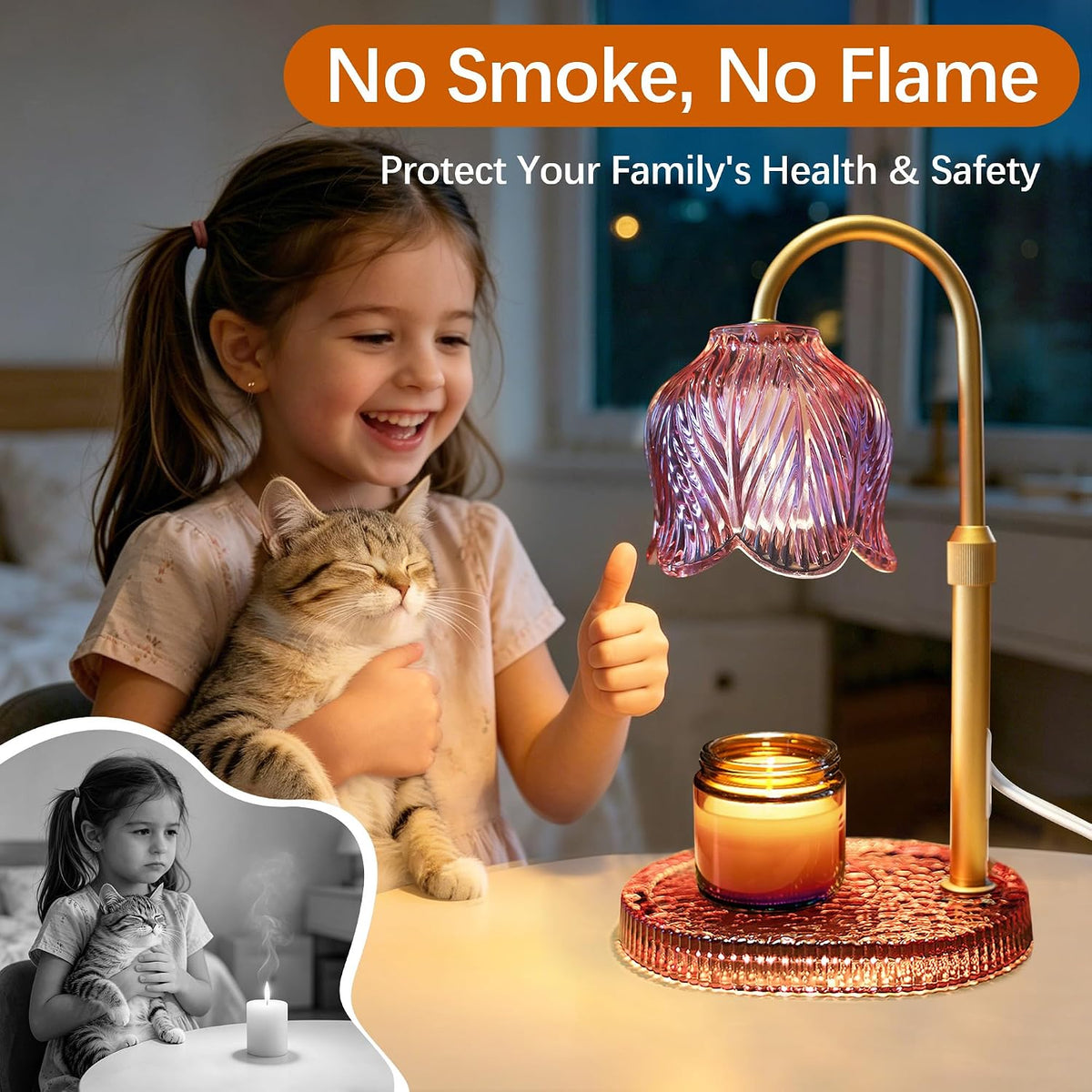Candle Warmer Lamp with Timer and Dimmer, Adjustable Height Design