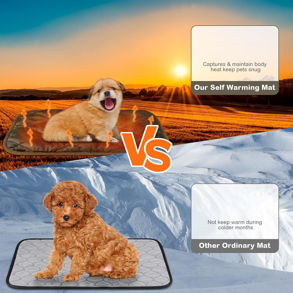 2 Pack Self Heating Cat Mat Self Warming Pet Pads Washable Kennel Mat Dog Crate Pad Reflects Body Heat Non Skid Cat Thermal Pads for Puppy Indoor Outdoor(Black,16 x 20 Inches)