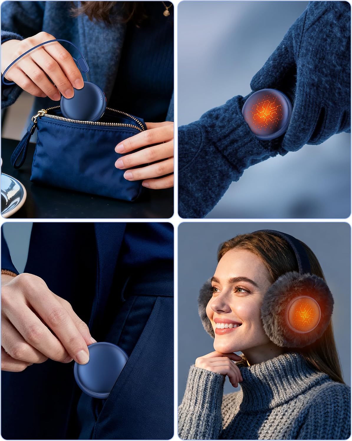 Pocket Size Hand Warmers Rechargeable 2 Pack,20Hrs Long Safe Heat,0.5S Instant Heating,Ultra Thin Electric Hand Warmers,5 Levels Heating Fits in Gloves, Hunting Camping Hiking Essentials