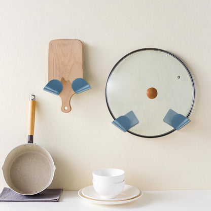 6 Pairs Wall Mount Pot Lid Organizer, Cabinet Door Pot Hangers, Adjustable Lid Holder for Kitchen Wall