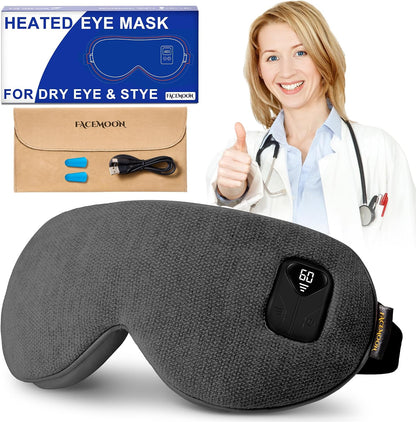 Cordless Heated Eye Mask for Dry, Tired Eyes, Hot Compress with Flaxseed Nose Bridge for Better Blackout & Focused Warmth, Rechargeable Warm 3 Heat Levels, 4 Timers, No Microwave Needed, Pink