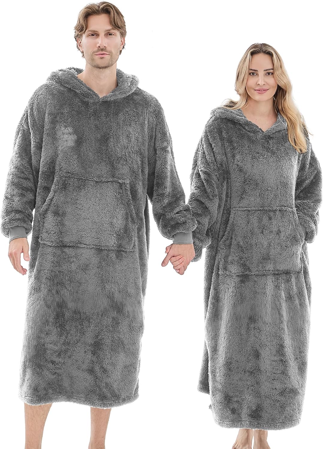 PJGGZ Wearable Blanket Hoodie for Women Men, Fleece Warm Comfy Hooded Sweatshirt with Pockets & Sleeves Cozy Gift for Adult