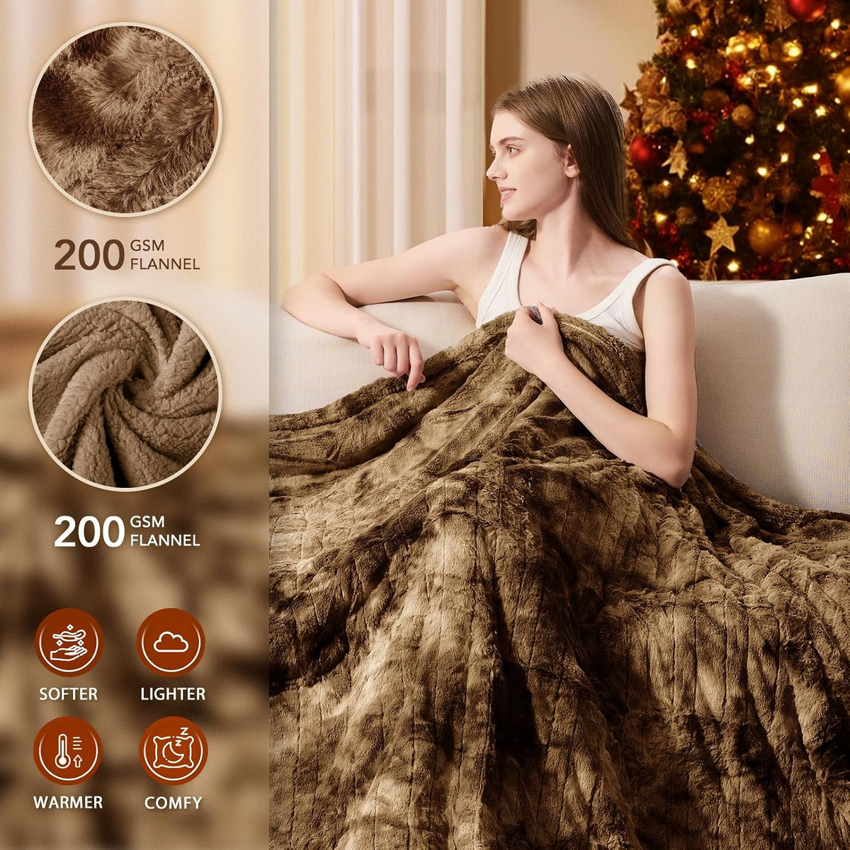 Homemate Heated Blanket Electric Heating Throw 50x60 Plush Faux Fur Sherpa