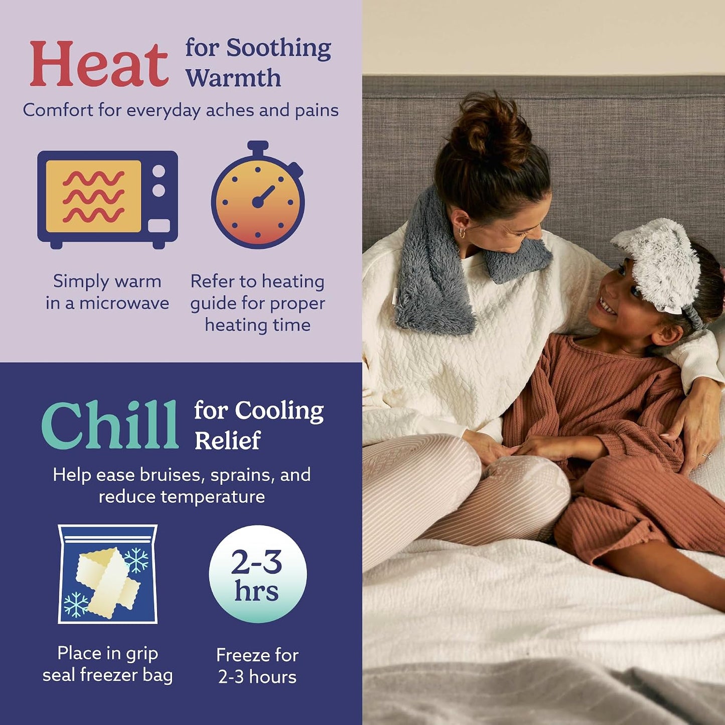 warmies Microwavable Shoulder Heating Pad, Neck Warmer & Heat Pack, Snowy | Steady Pressure, Cooling Relief, Scented with Calming French Lavender, Microwave 30 sec, Freeze 2-3 hrs, Soft Faux Fur