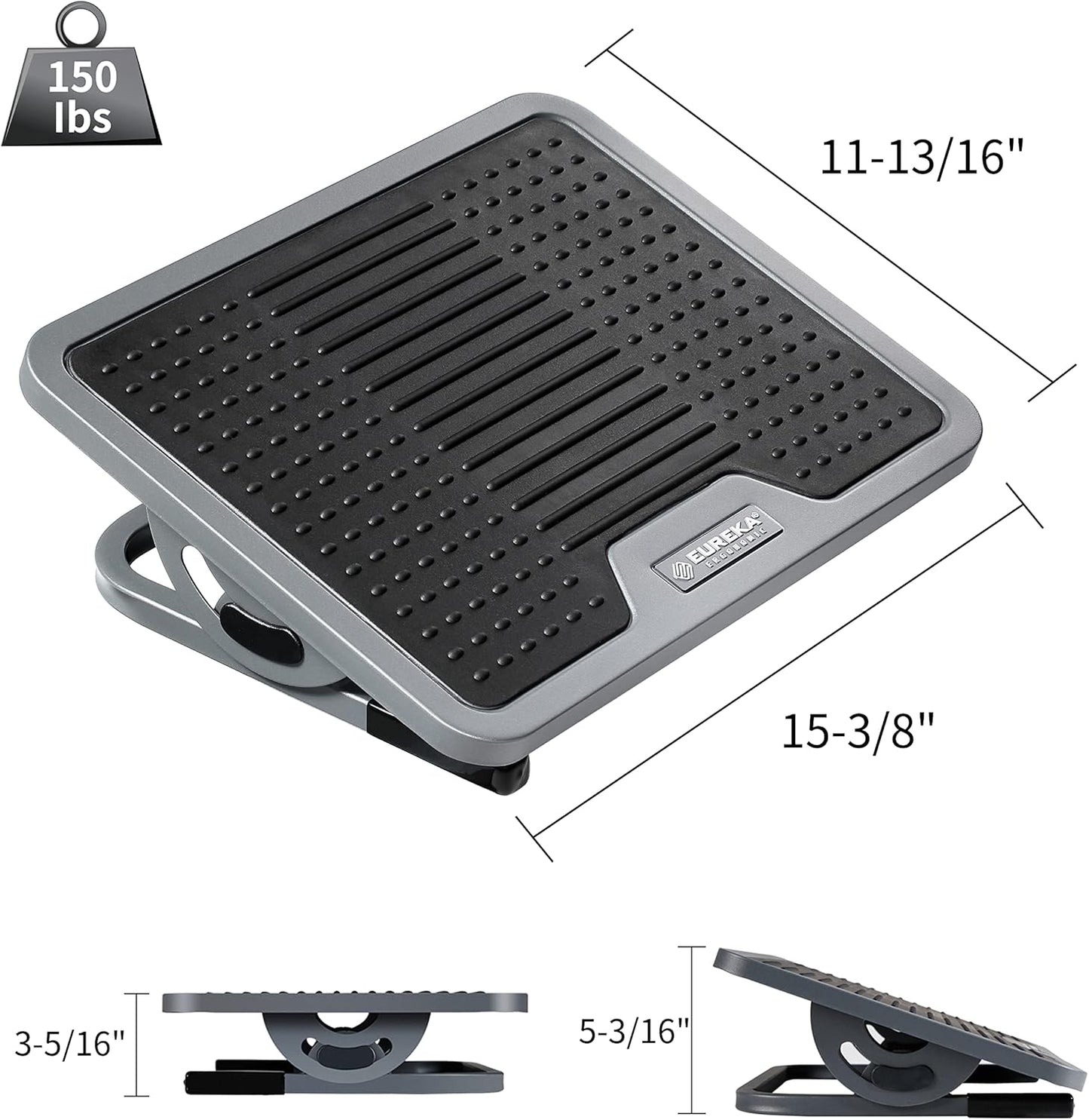 EUREKA ERGONOMIC Tilt Adjustable Footrest, Foot Rest for Under Desk at Work with Massage Surface, Office Foot Rest Under Desk with 20 Degree Tilt No Locking, Metal Frame | 20° tilt adjustable foot rest with massage surface and sturdy metal frame,