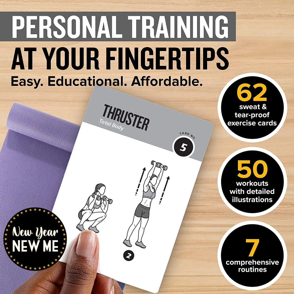 NewMe Fitness Pilates Workout Cards, Fitness Deck for Women and Men