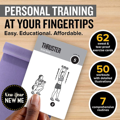 NewMe Fitness Stretching Workout Cards, Fitness Deck for Women and Men