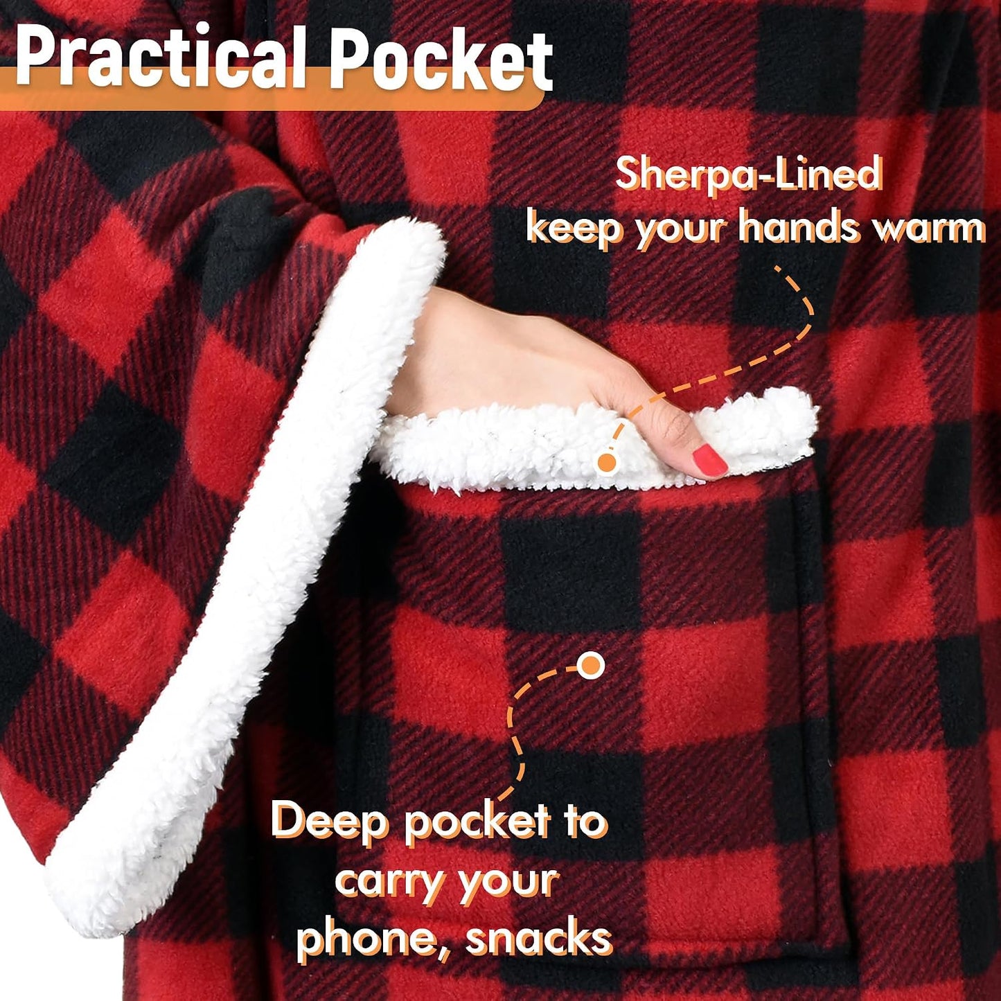 Catalonia Wearable Blanket with Sleeves & Foot Pocket for Adults | Soft Fleece Throw Wrap with Hands-Free Comfort, Perfect for Reading, TV Time & Relaxing, Christmas Gift for Women & Men