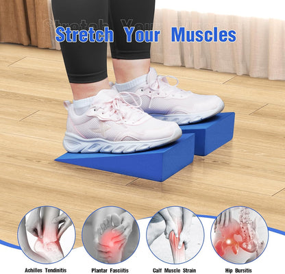 Foam Wedge Slant Board, 2-pcs Update Calf Stretcher, Squat Wedges for Yoga, Foot Rehabilitation and Stretching, and Physical Therapy