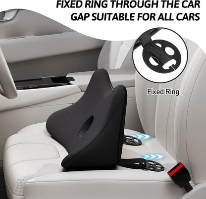 Benazcap Large Memory Foam Seat Cushion Lumbar Support Pillow for Sciatica & Tailbone Pressure Relief Coccyx Pad for Office Chair, Wheelchair, Car, Home, Office