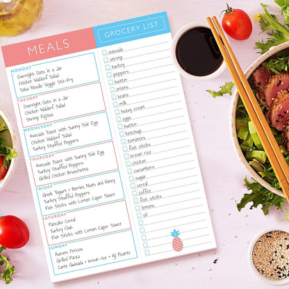 Sweetzer & Orange Fruity Weekly Meal Planner and Grocery List Magnetic Notepad. 7x10” Meal Planning Pad with Tear Off Shopping List. Plan Weekly Menu Food for Weight Loss or Dinner List for Family!