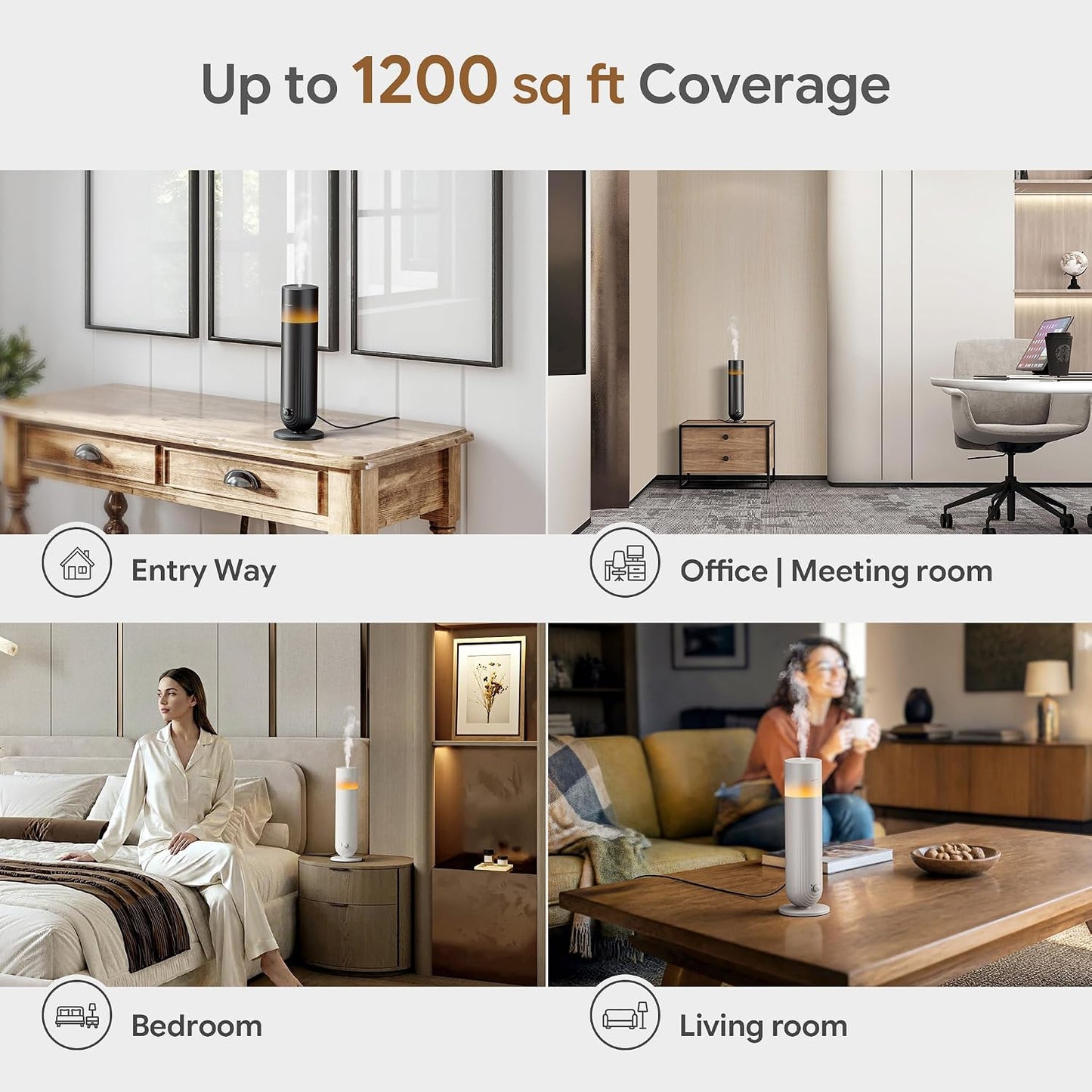 Airversa U1 Smart Tower Waterless Diffuser Starter Kit for Room, Black | 2x50ml Hotel Scent Fragrance Oil, Up to 1200 sq ft, App Control, Cold Air, 120mL, DC-12V/1A, Scent Air Machine, U1kit-2X50