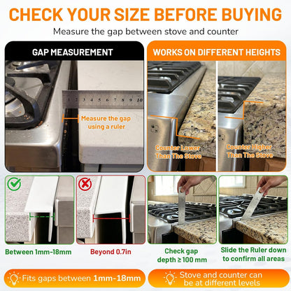 Stainless Steel Stove Gap Covers,Stove Gap Filler, Range Trim Kit, Stove Gap Guards, Heat Resistant and Easy to Clean, Easy retractable Length 13.8" to 27.5", Width 0.79",Black(2PCS)
